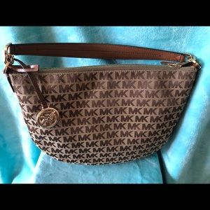 Michael Kors beige and brown signature call shoulder bag